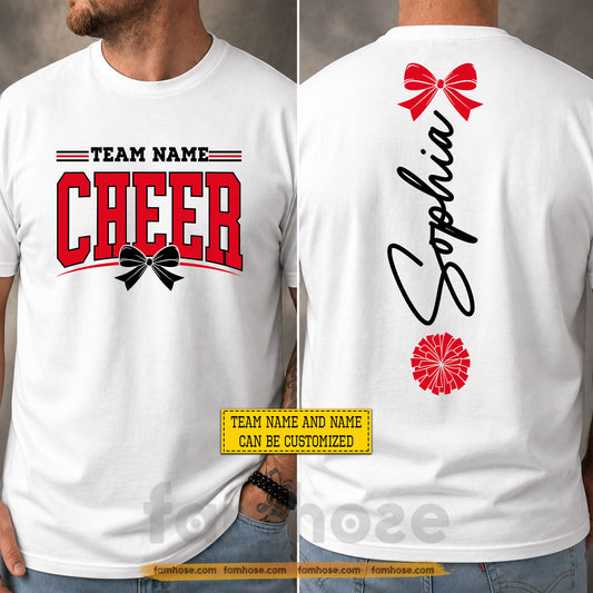 Personalized Cheerleading Two-sided T-shirt, Born To Cheer Made To Shine Tees Gift For Cheerleading Lover
