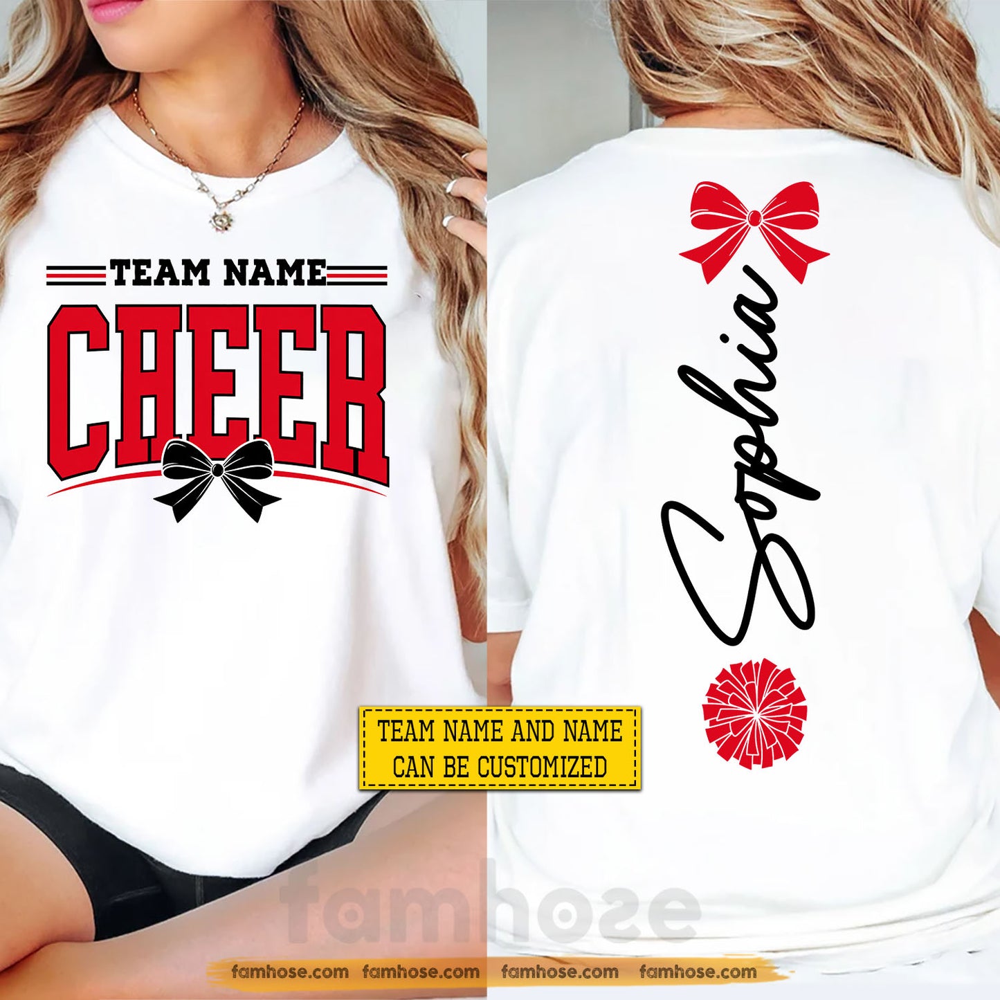 Personalized Cheerleading Two-sided T-shirt, Born To Cheer Made To Shine Tees Gift For Cheerleading Lover