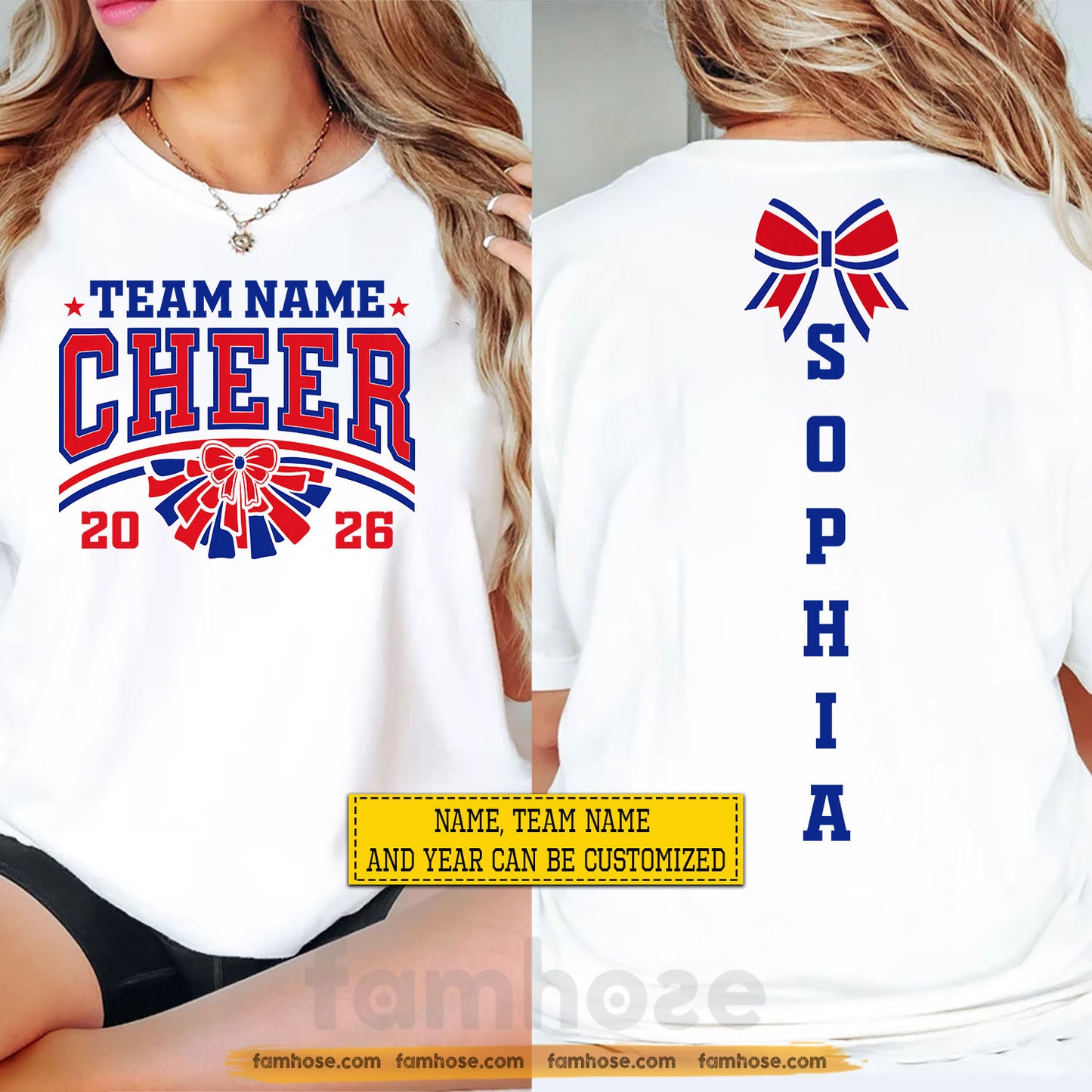 Personalized Cheerleading Two-sided T-shirt, Born To Cheer Made To Shine Tees Gift For Cheerleading Lover