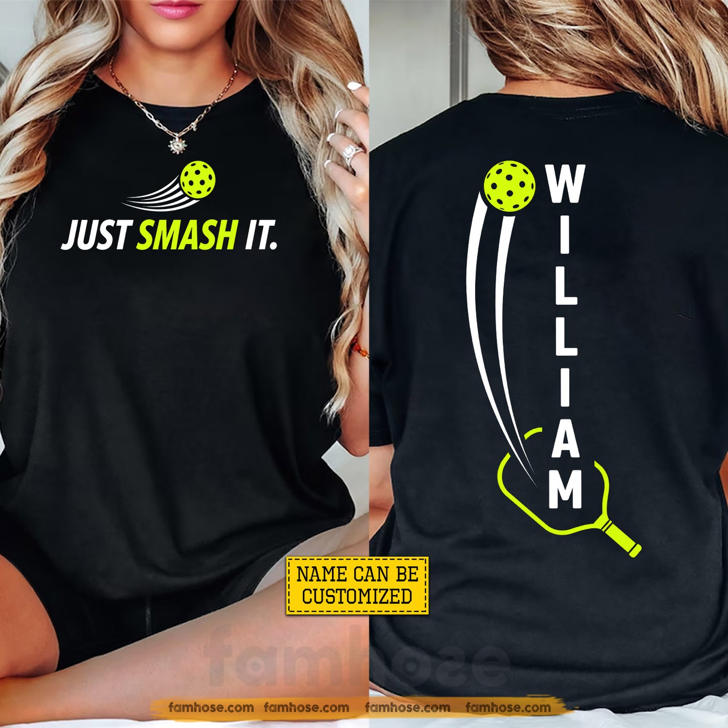 Personalized Pickleball Two-sided T-shirt, Just Smash It Sport Tees Gift For Pickleball Lover