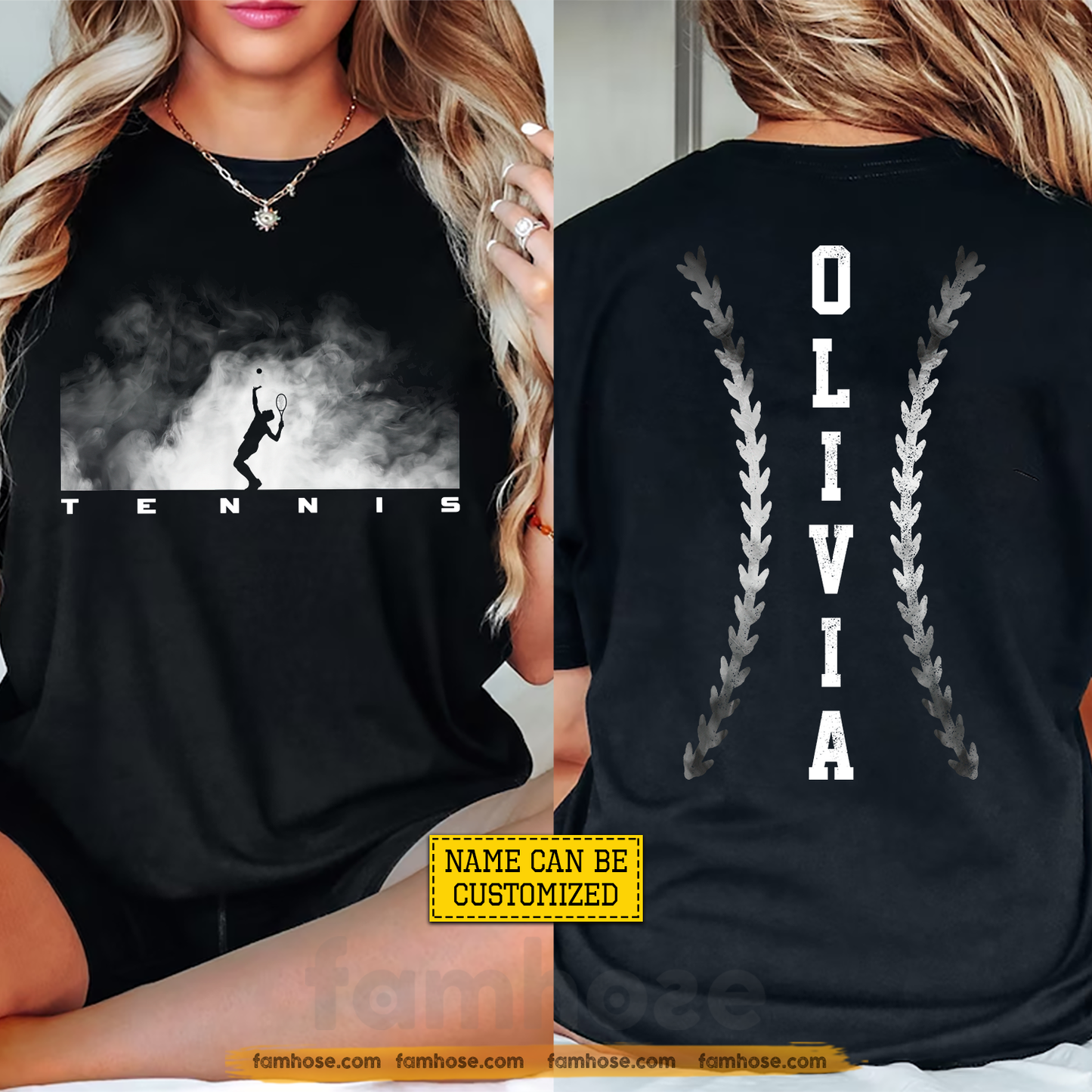 Personalized Tennis Two-sided T-shirt, Play With Passion Sport Tees Gift For Tennis Lover