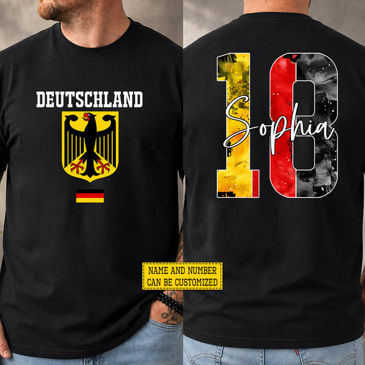 Personalized Germany Soccer Team Two-sided T-shirt, Play For Deutschland Sport Tees Gift For Soccer Lover