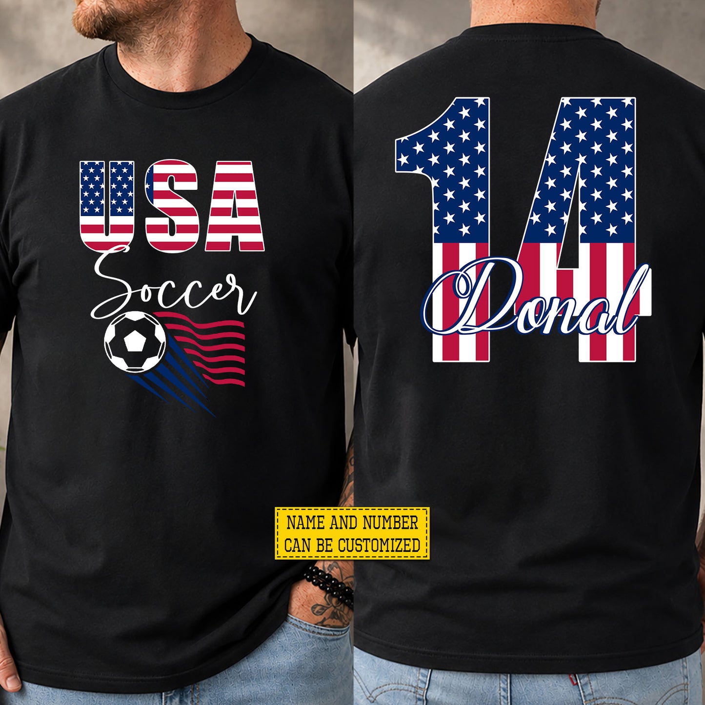 Personalized USA Soccer Team Two-sided T-shirt, USA Soccer Pride Sport Tees Gift For USA Soccer Team Lover