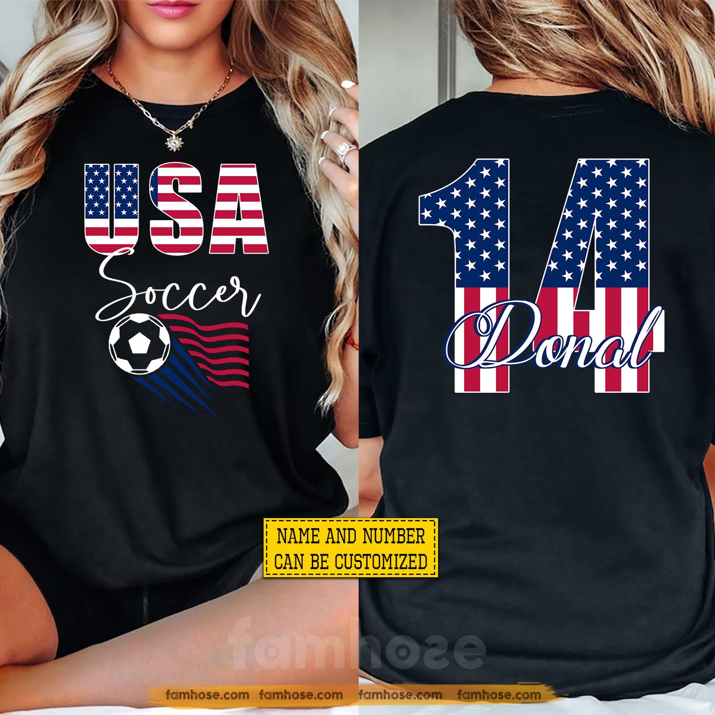 Personalized USA Soccer Team Two-sided T-shirt, USA Soccer Pride Sport Tees Gift For USA Soccer Team Lover