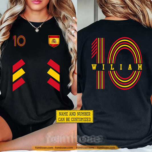 Personalized Spain Soccer Team Two-sided T-shirt, La Roja Pride Sport Tees Gift For Soccer Lover