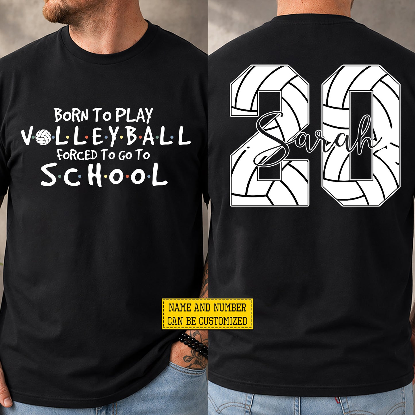 Personalized Volleyball First Day Of School Two-sided T-shirt, Born To Play Volleyball Back To School Sport Tees, Student Gift For Volleyball Lover