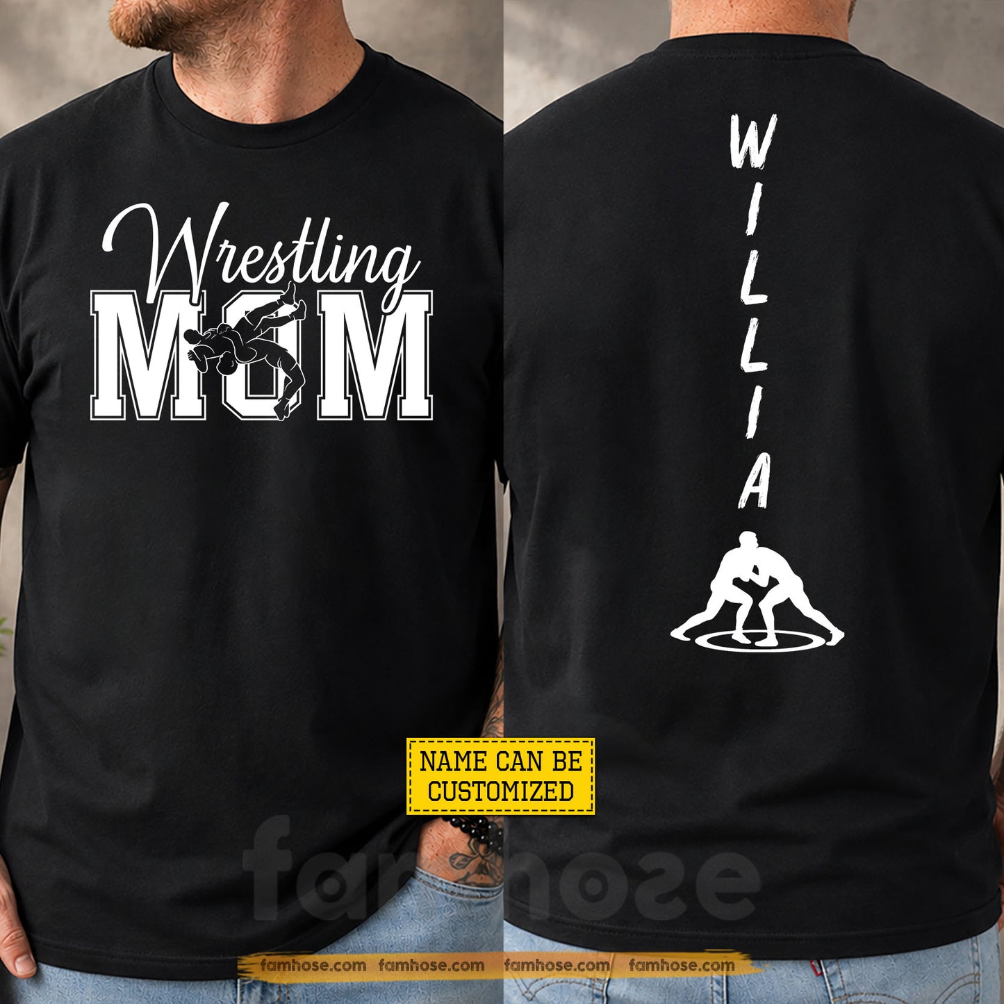 Personalized Wrestling Mom Two-sided T-shirt, Raised By A Wrestling Mom Sport Tees Mother's Day Gift For Wrestling Lover