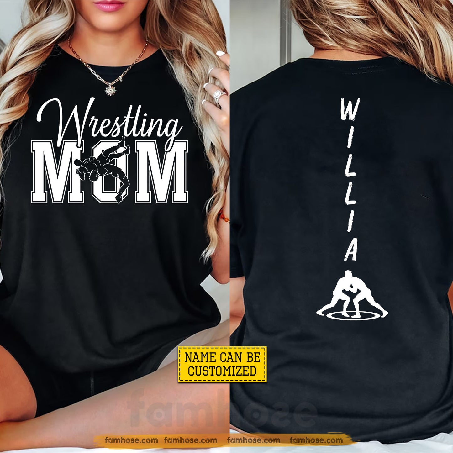 Personalized Wrestling Mom Two-sided T-shirt, Raised By A Wrestling Mom Sport Tees Mother's Day Gift For Wrestling Lover