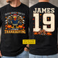 Personalized Thanksgiving Hockey Turkey Two-sided T-shirt, Faith Family Hockey Tees Thankful Gift For Hockey Lover