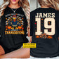 Personalized Thanksgiving Hockey Turkey Two-sided T-shirt, Faith Family Hockey Tees Thankful Gift For Hockey Lover