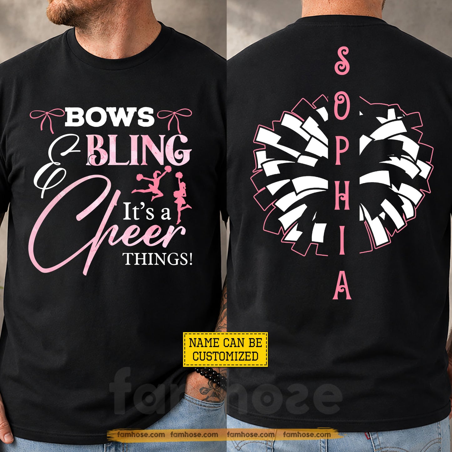 Personalized Cheerleading Two-sided T-shirt, Bows & Bling It's A Cheer Things Tees Gift For Cheerleading Lover