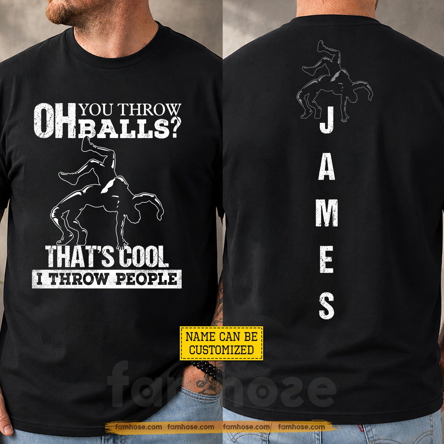 Funny Personalized Wrestling Two-sided T-shirt, That's Cool I Throw People Sport Tees Gift For Wrestling Lover