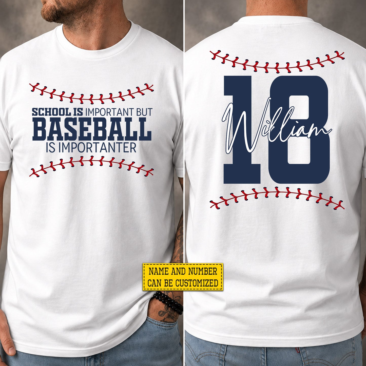 Personalized Baseball First Day Of School Two-sided T-shirt, School Is Important Back To School Sport Tees, Student Gift For Baseball Lover