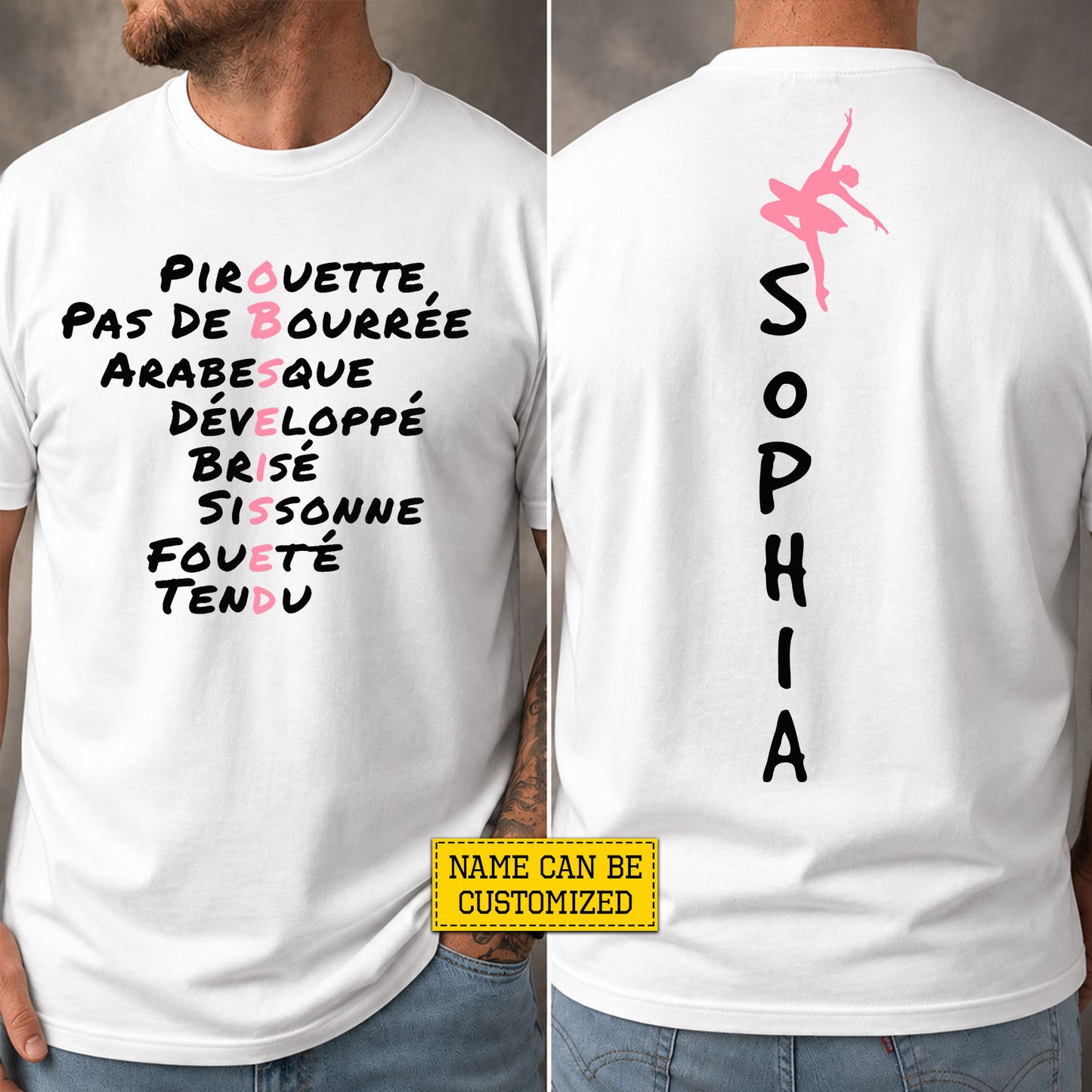 Personalized Ballet Quote Two-sided T-shirt, A Dancer's Language Written In Motion Sport Tees Gift For Ballet Lover