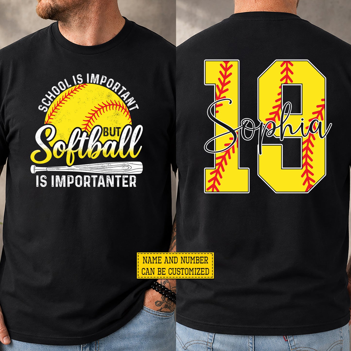 Personalized Softball First Day Of School Two-sided T-shirt, School Is Important Back To School Sport Tees, Student Gift For Softball Lover