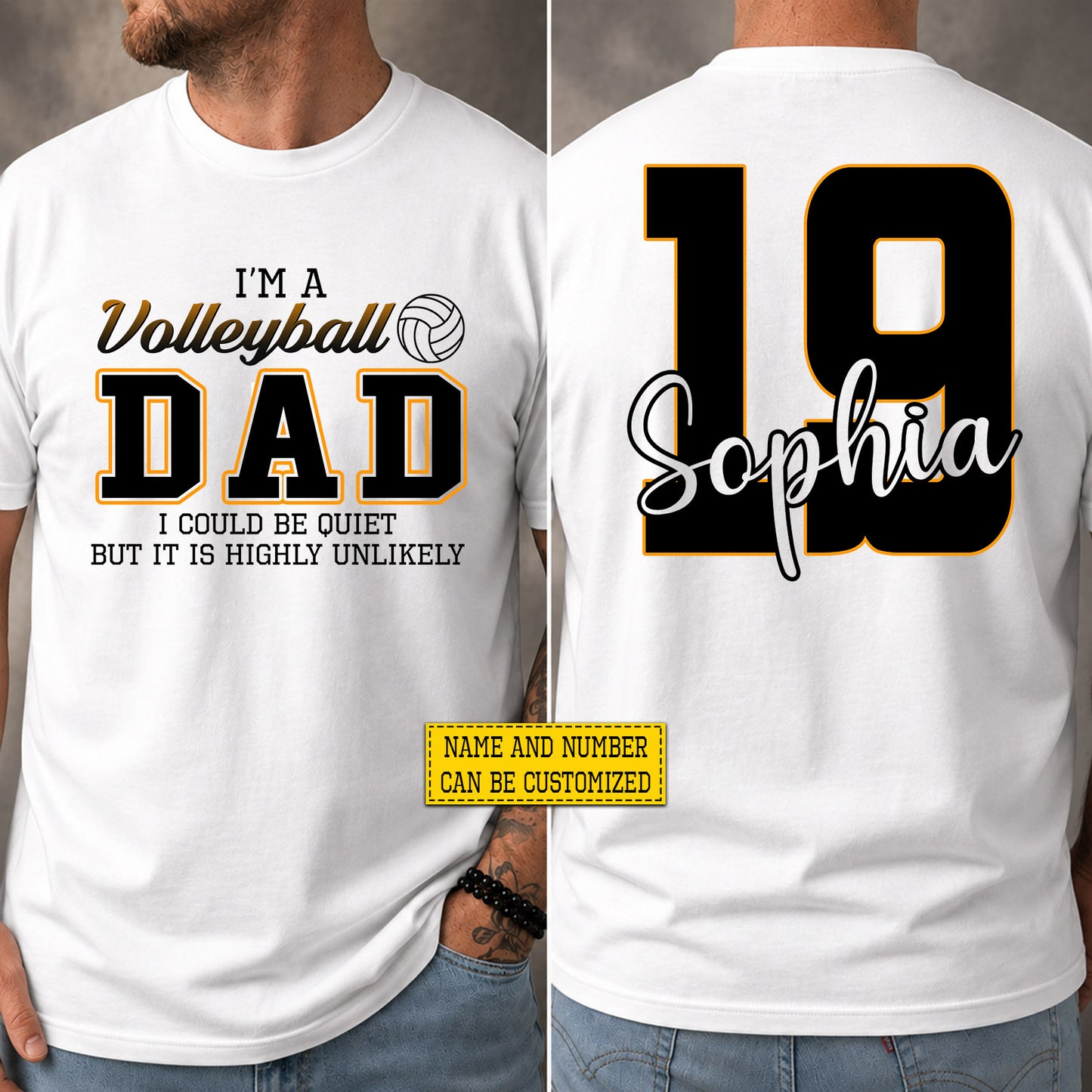 Funny Personalized Volleyball Dad Two-sided T-shirt, I'm A Volleyball Dad Tees Father's Day Gift For Volleyball Lovers