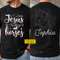Personalized Cowgirl & God Two-sided T-shirt, I Love Jesus Riding Horses Tees Gift For Christian & Cowgirls