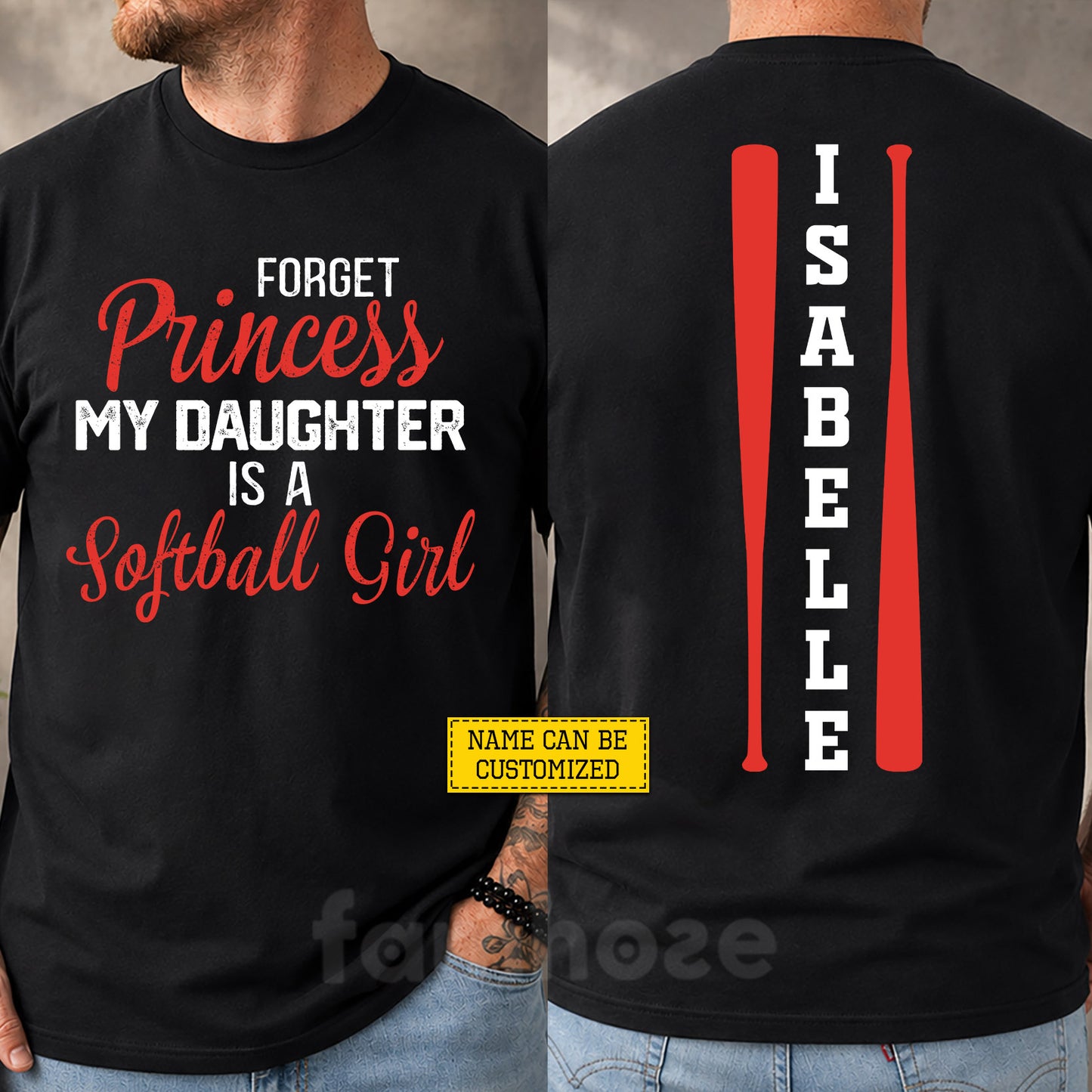 Personalized Softball Parent Two-sided T-shirt, Forget Princess My Daughter Is A Softball Girl Sport Tees Gift For Softball Lovers