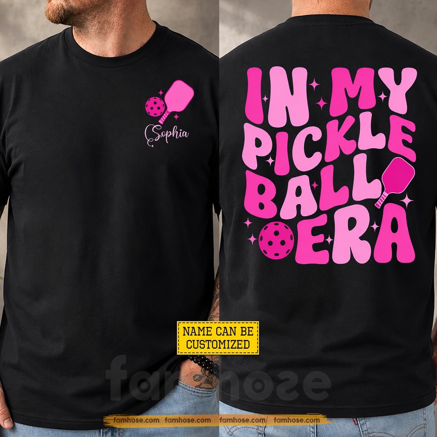 Personalized Pickleball Two-sided T-shirt, In My Pickleball Era Sport Tees Gift For Pickleball Lover