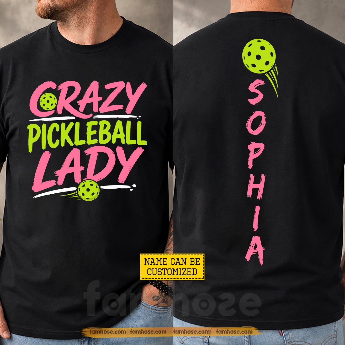 Personalized Pickleball Girl Two-sided T-shirt, Crazy Pickleball Lady Sport Tees Gift For Pickleball Lover