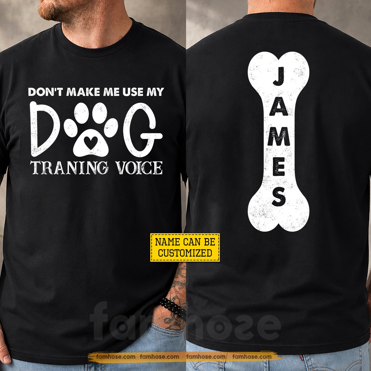 Funny Personalized Teacher & Dog Two-sided T-shirt, Don't Make Me Use My Dog Training Voice Tees Gift For Dog Lover