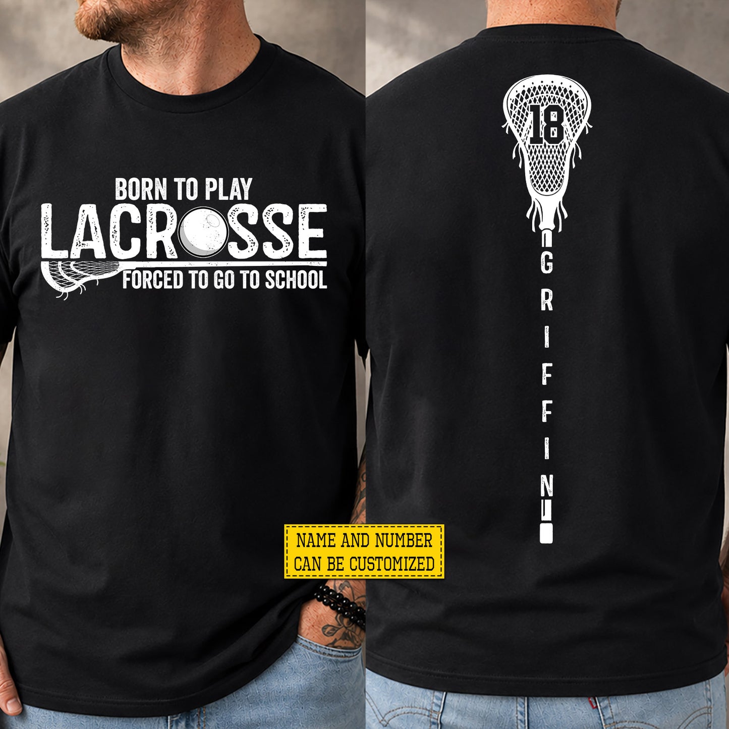 Personalized Lacrosse First Day Of School Two-sided T-shirt, Born To Play Lacrosse Back To School Sport Tees, Student Gift For Lacrosse Lover