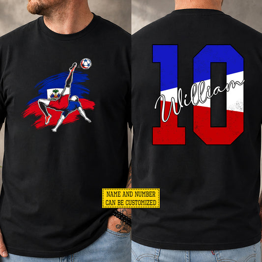 Personalized Halti Soccer Team Two-sided T-shirt, Bicycle Kick For Haiti Sport Tees Sport Gift For Halti Soccer Team Lover