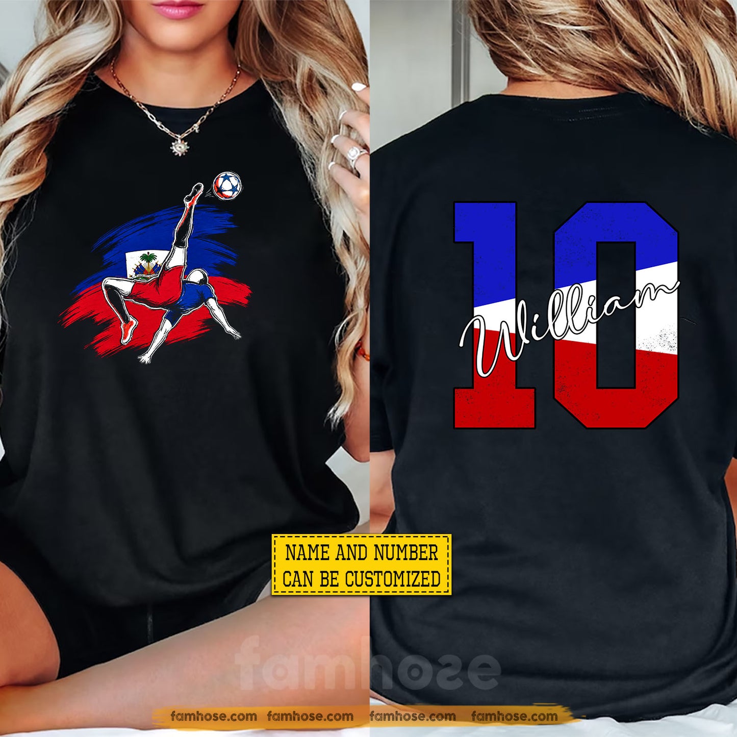 Personalized Halti Soccer Team Two-sided T-shirt, Bicycle Kick For Haiti Sport Tees Sport Gift For Halti Soccer Team Lover