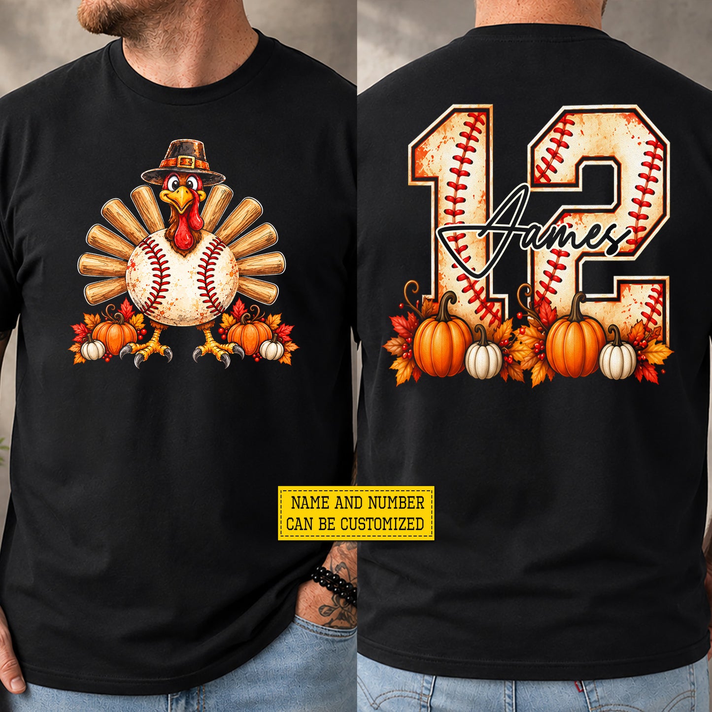 Personalized Thanksgiving Baseball Turkey Two-sided T-shirt, Gobble Up The Ballpark Tees Thankful Gift For Baseball Lover