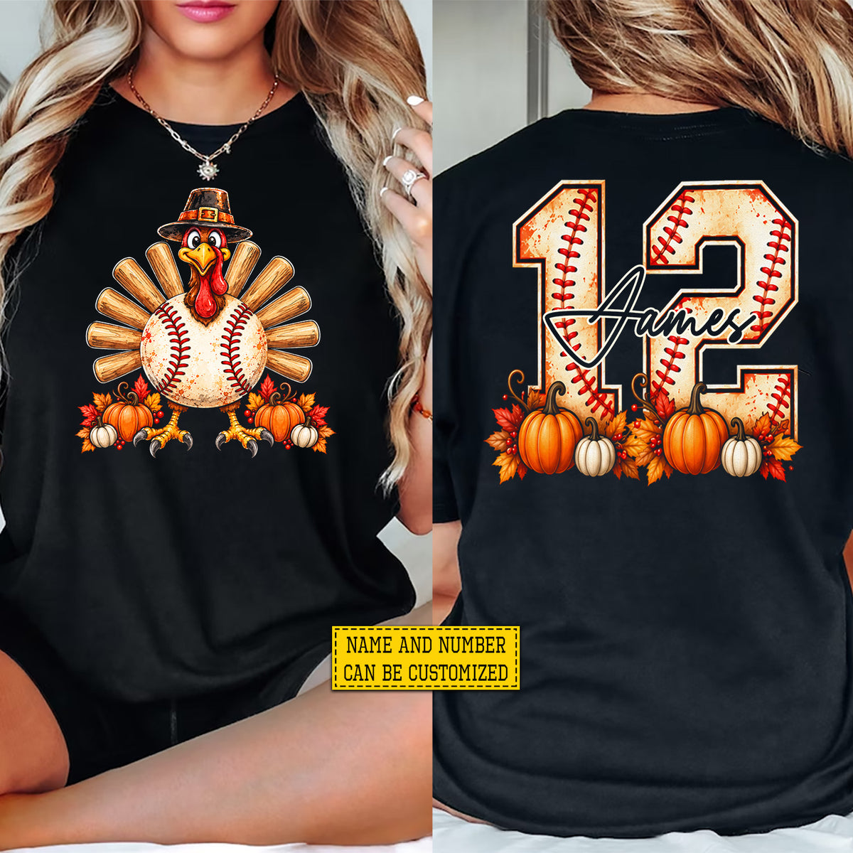 Personalized Thanksgiving Baseball Turkey Two-sided T-shirt, Gobble Up The Ballpark Tees Thankful Gift For Baseball Lover