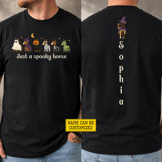 Personalized Halloween Horse Two-sided T-shirt, Just A Spooky Season Tees Gift For Horse Lover