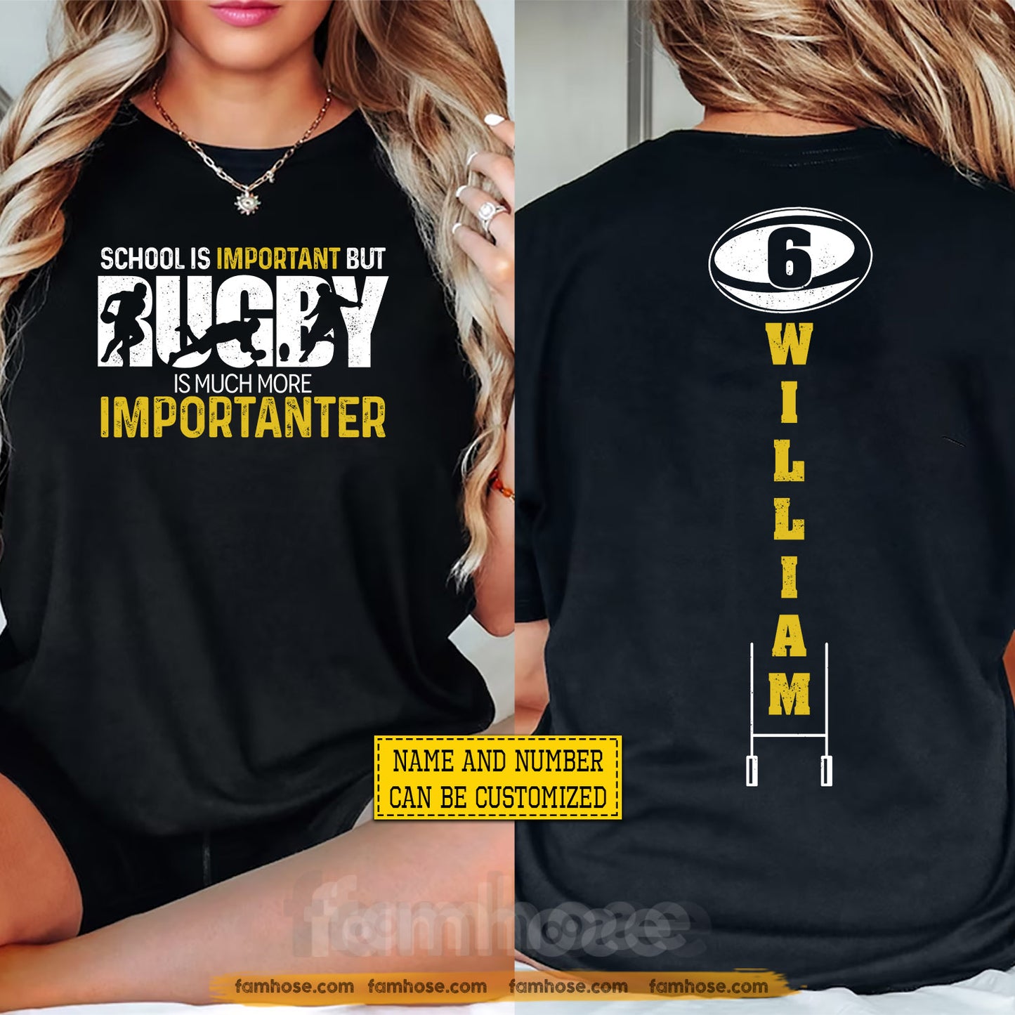 Personalized Rugby First Day Of School Two-sided T-shirt, School Is Important Back To School Sport Tees, Student Gift For Rugby Lover