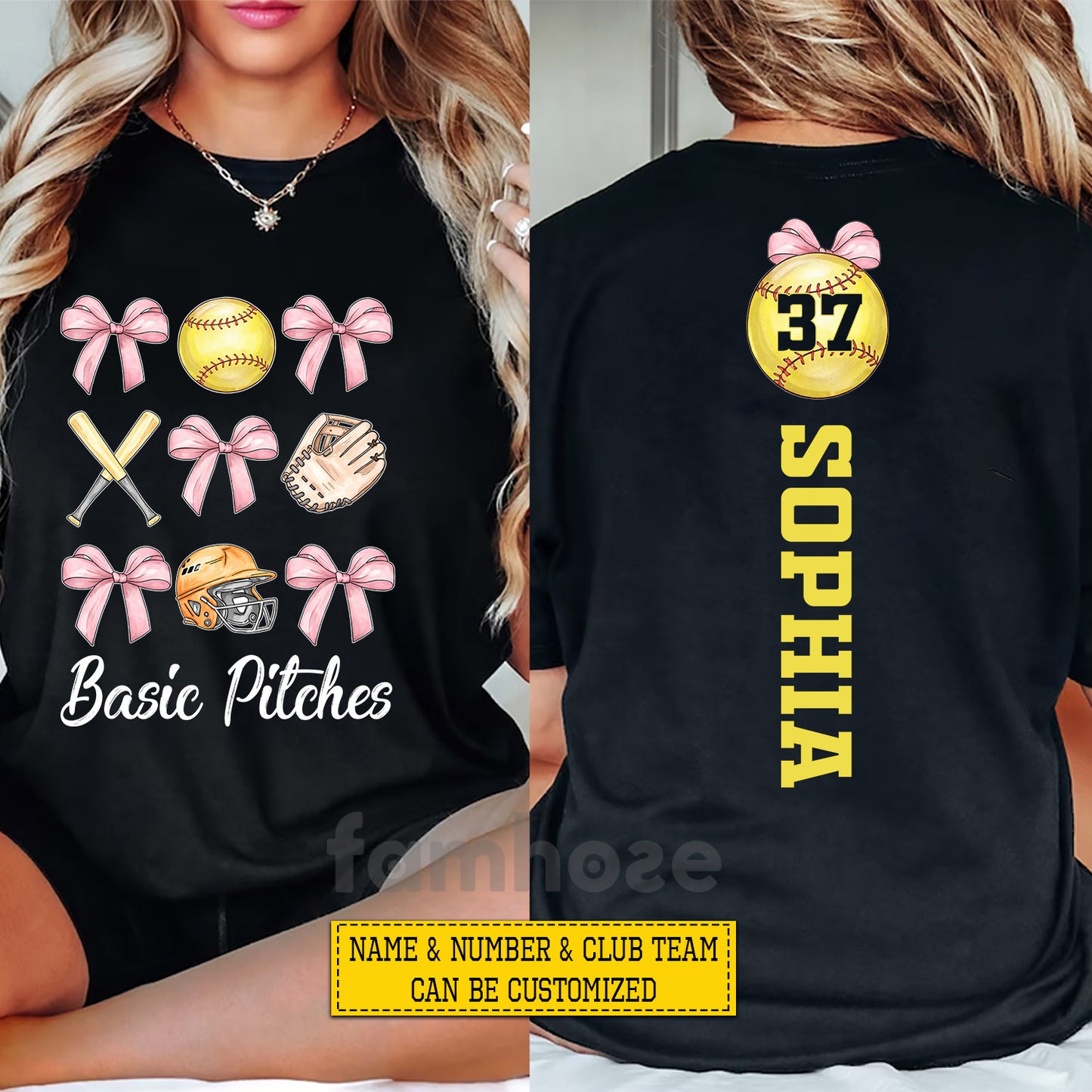 Personalized Softball Two-sided T-shirt, Basic Pitches Tees Gift For Softball Lover