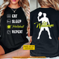 Personalized Pickleball Two-sided T-shirt, Eat Sleep Pickleball Repeat Sport Tees Gift For Pickleball Lover