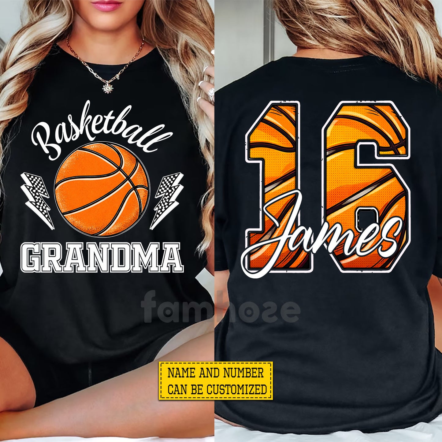 Personalized Basketball Grandma Two-sided T-shirt, Basketball Grandma Support Tees Gift For Basketball Lovers