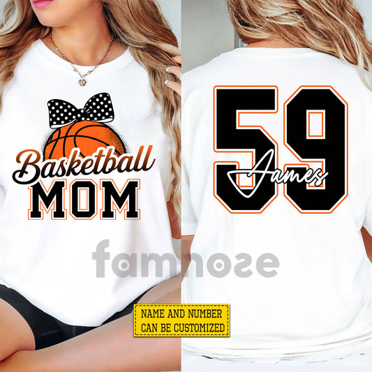 Personalized Basketball Mom Two-sided T-shirt, Basketball Mom Design Tees Mother's Day Gift For Basketball Lovers