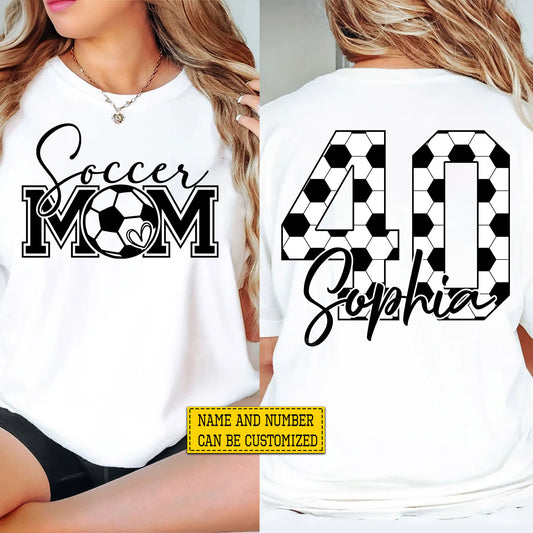 Personalized Soccer Mom Two-sided T-shirt, Soccer Mom Game Day Tees Gift For Soccer Lovers