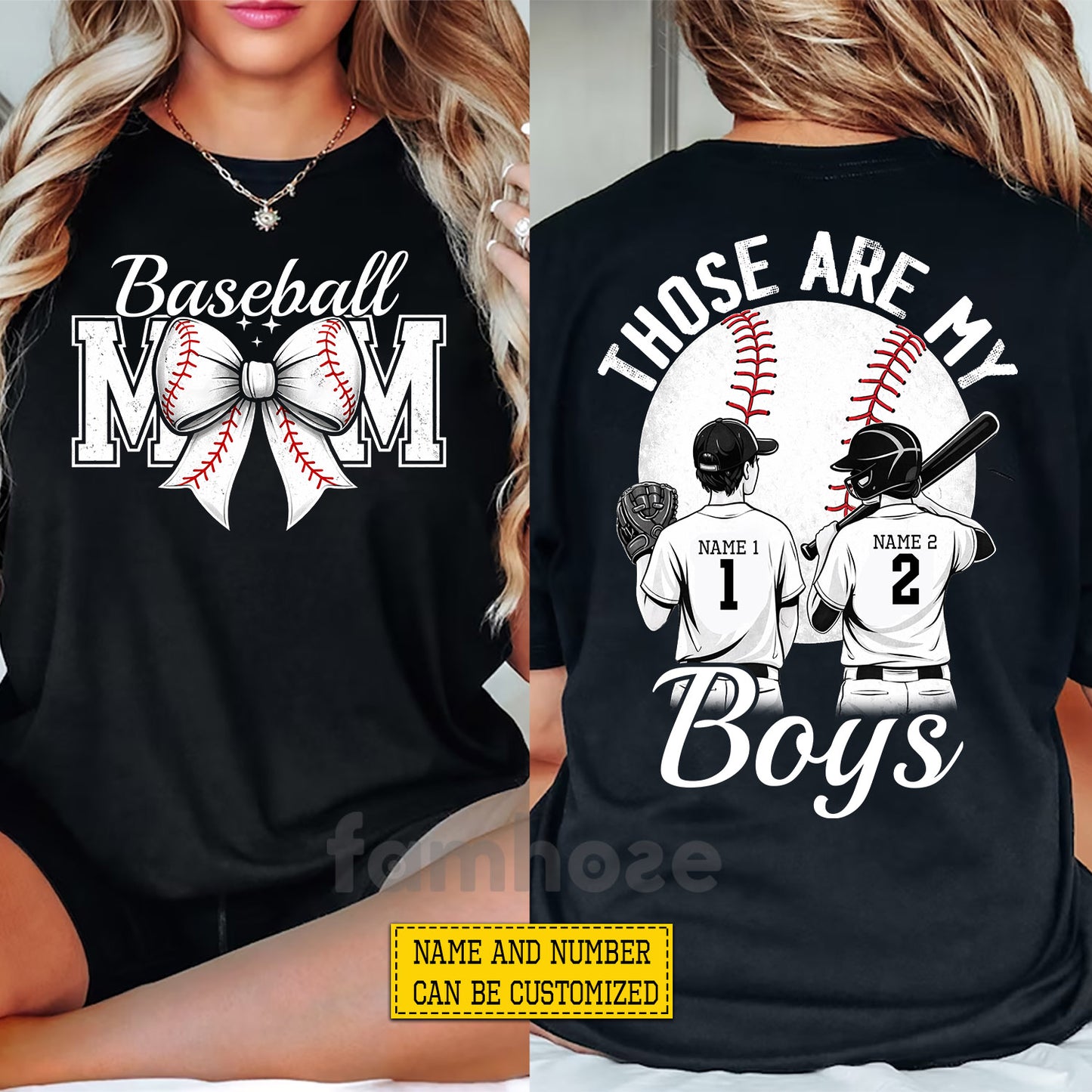 Personalized Baseball Mom Son Two-side T-shirt, Those Are My Boys Tees Mother's Day Gift For Baseball Lovers