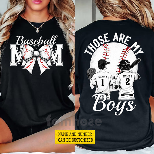 Personalized Baseball Mom Son Two-side T-shirt, Those Are My Boys Tees Mother's Day Gift For Baseball Lovers