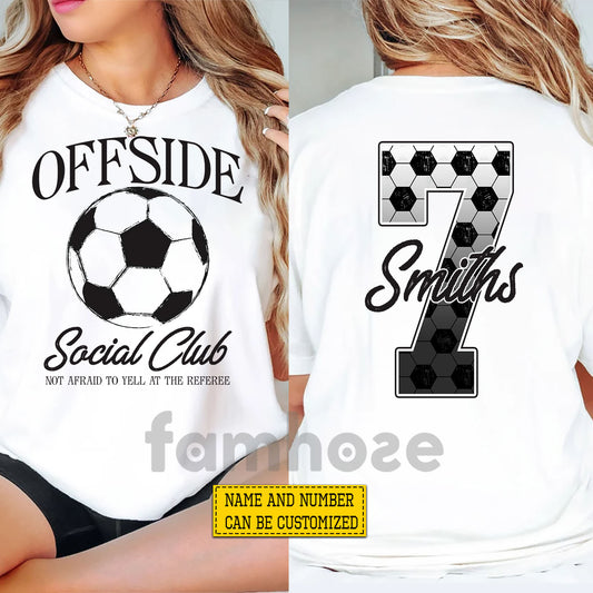 Personalized Soccer Two-sided T-shirt, Offside Social Club Sport Tees Gift For Soccer Lovers