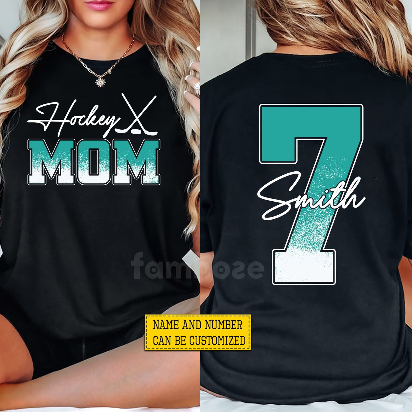 Personalized Hockey Mom Two-side T-shirt, Hockey Mom Design Tees Mother's Day Gift For Hockey Lovers