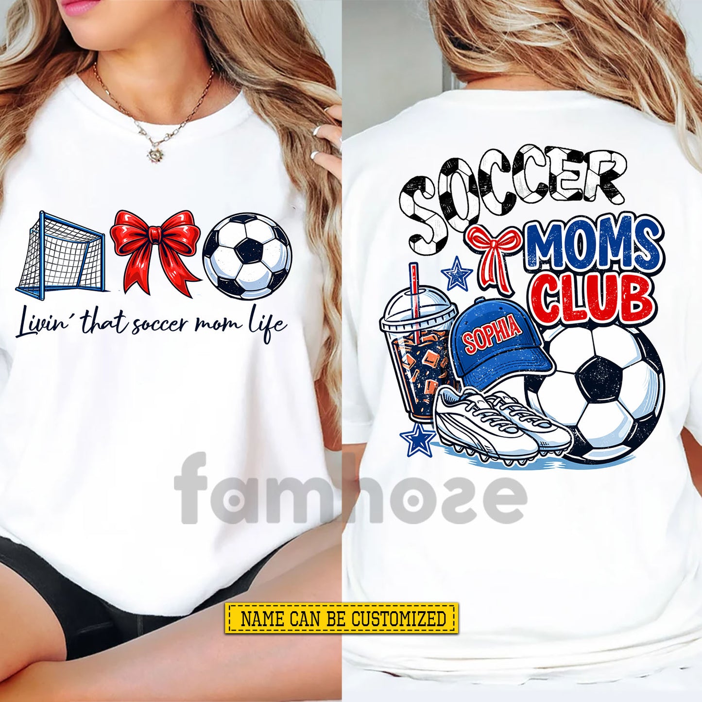 Personalized Soccer Mom Two-sided T-shirt, Livin' That Soccer Mom Life Sport Tees Mother's Day Gift For Soccer Lovers