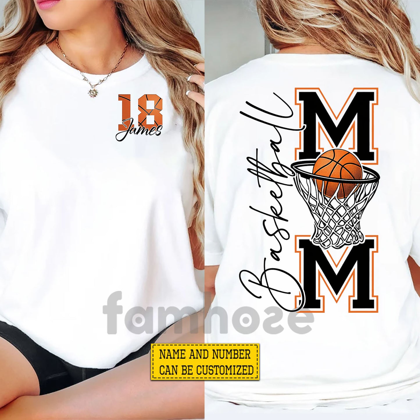 Personalized Basketball Mom Two-sided T-shirt, Basketball Game Day Style Tees Mother's Day Gift For Basketball Lovers