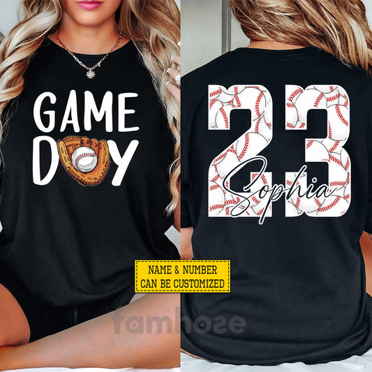 Personalized Baseball Two-sided T-shirt, Game Day Sport Tees Gift For Baseball Lovers