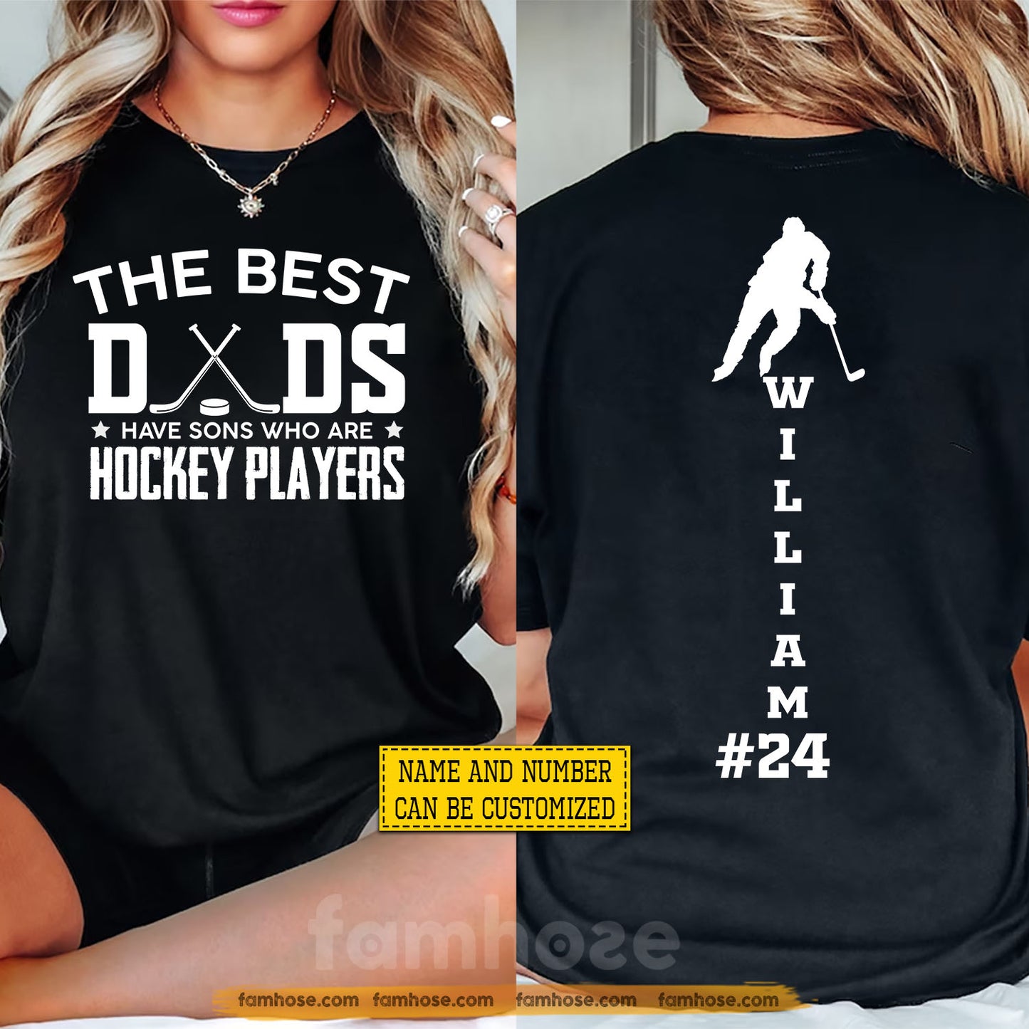 Personalized Hockey Dad Two-sided T-shirt, The Best Dads Have Sons Who Are Hockey Players Sport Tees Father's Day Gift For Hockey Lovers
