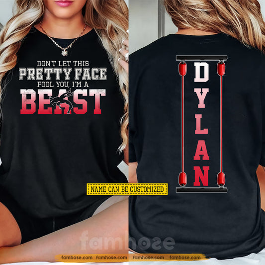 Personalized Wrestling Girls Two-sided T-shirt, Don't Let This Pretty Face Fool You Tees Gift For Wrestling Lovers