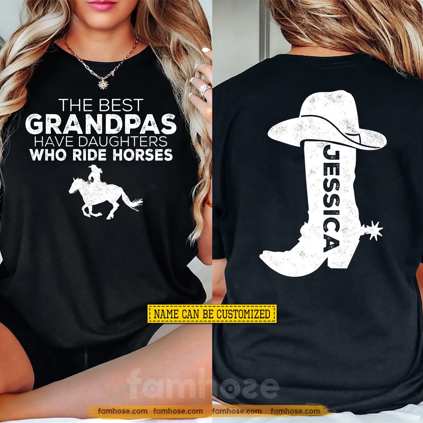 Personalized Horse Grandpa Two-sided T-shirt, The Best Grandpas Have Daughters Tees Gift For Horse Lovers