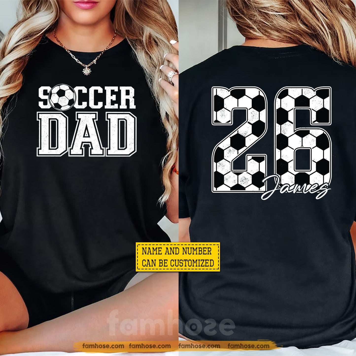 Personalized Soccer Dada Two-sided T-shirt, Soccer Dad Sport Tees Father's Day Gift For Soccer Lovers