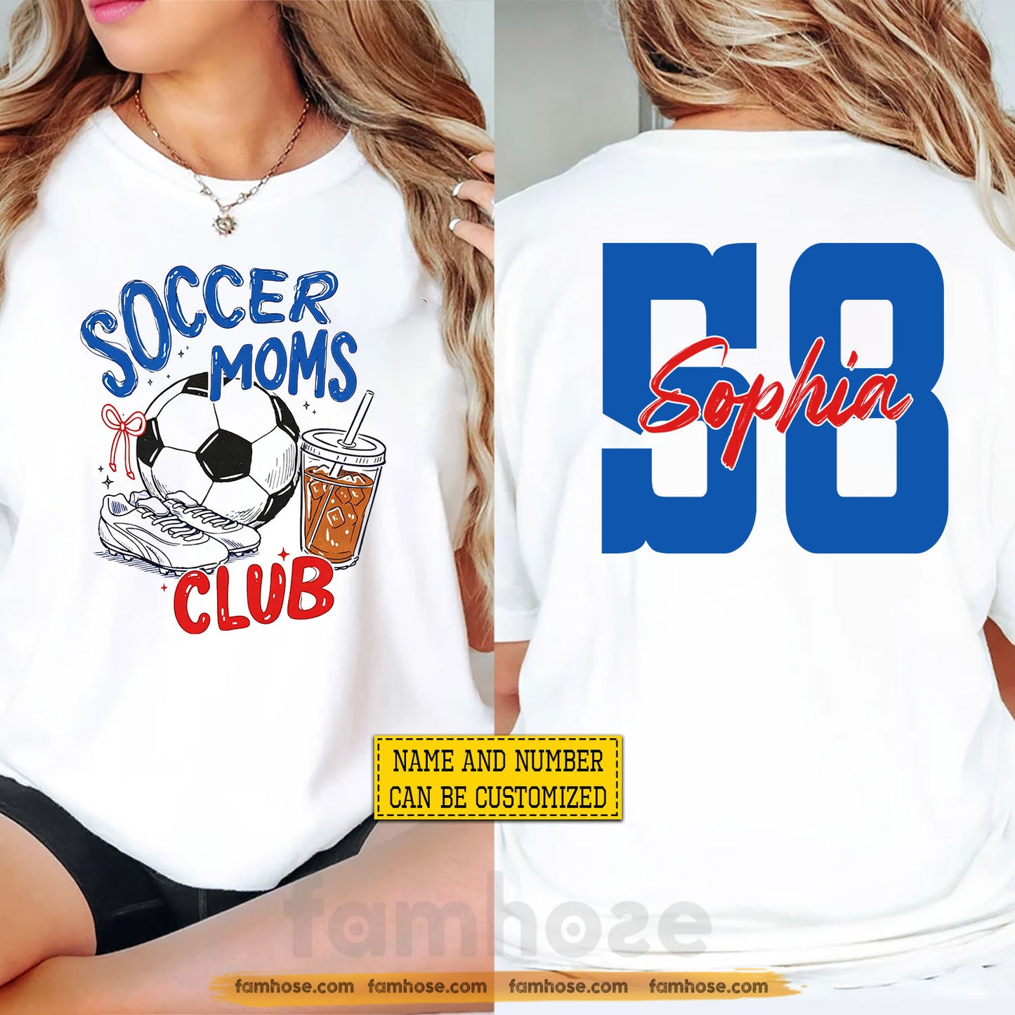 Personalized Soccer Mom Two-sided T-shirt, Soccer Moms Club Tees Mother's Day Gift For Soccer Lovers