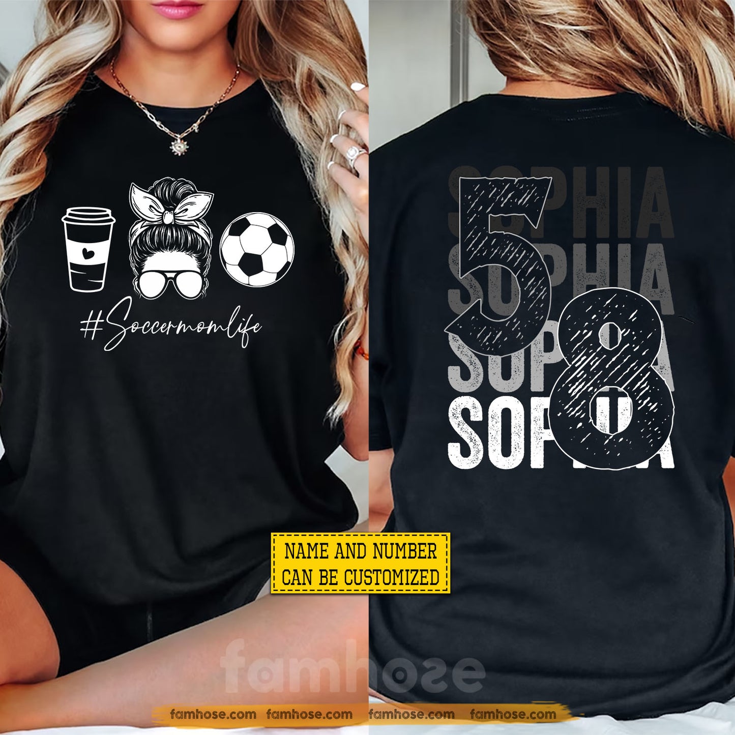 Personalized Soccer Mom Two-sided T-shirt, Soccer Mom Life Tees Mother's Day Gift For Soccer Lovers